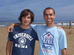Two camp leaders on the beach